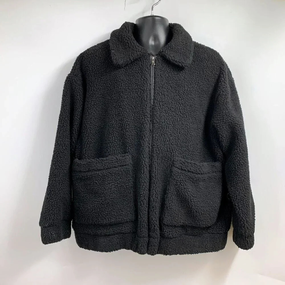 I.AM.GIA Women's Oversized Full Zip Long Sleeve Teddy‎ Jacket Size S